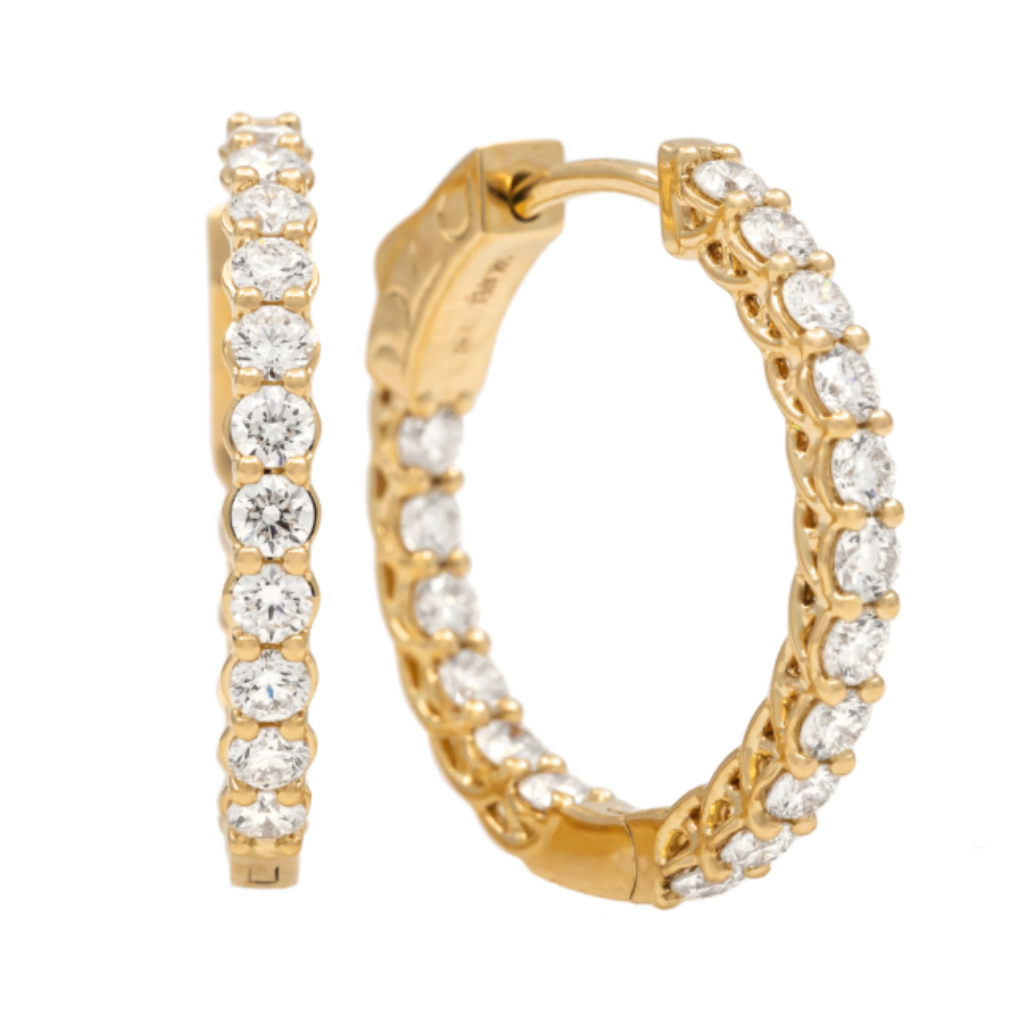 Bailey's Essentials 1.00CT Round Diamond 20MM Inside-Outside Hoop Earrings in 14K Yellow Gold