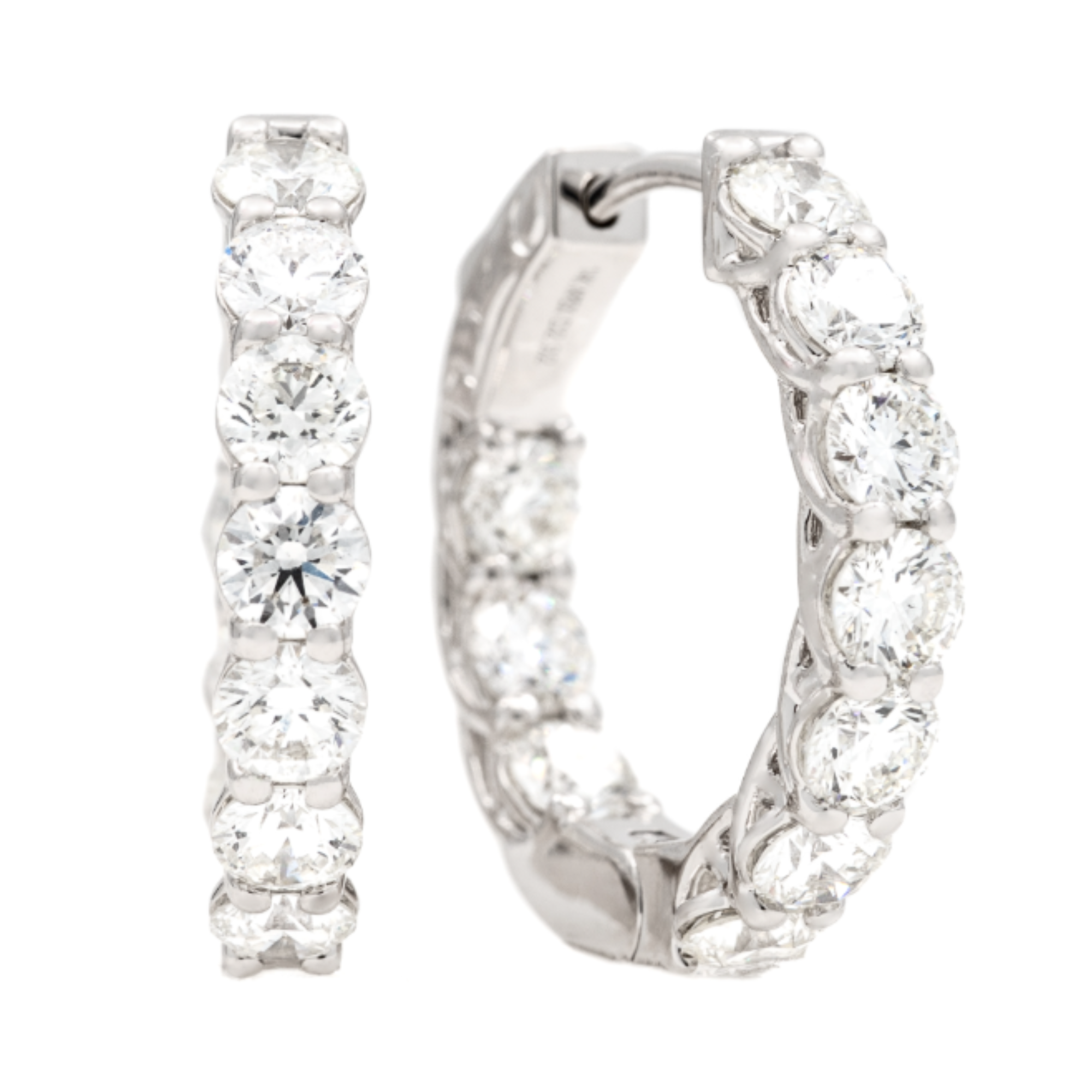 Bailey's Essentials 2.80–2.90CT Round Diamond 20MM Inside-Outside Hoop Earrings in 14K White Gold