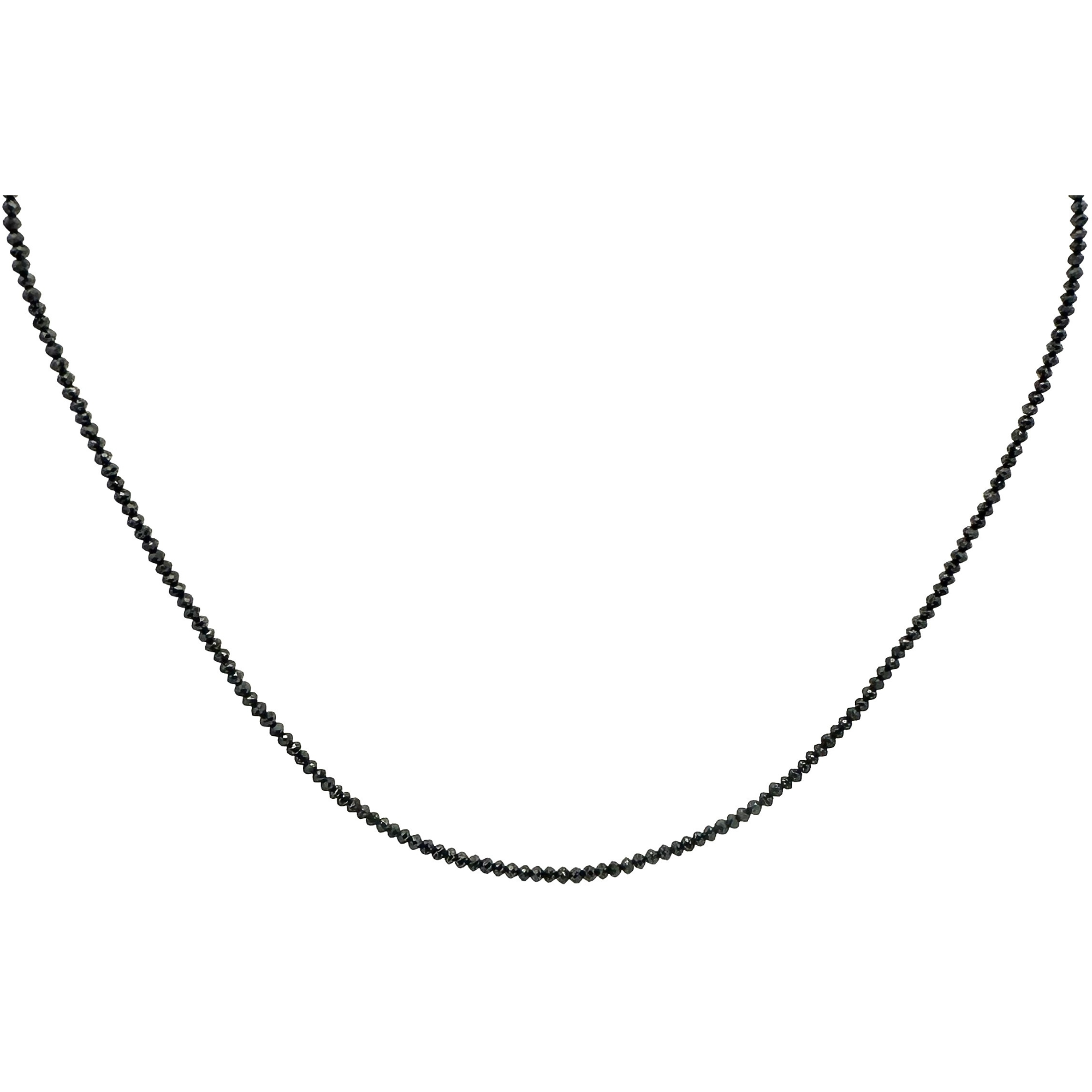 Faceted Black Diamond Beaded Necklace in 18K Yellow Gold