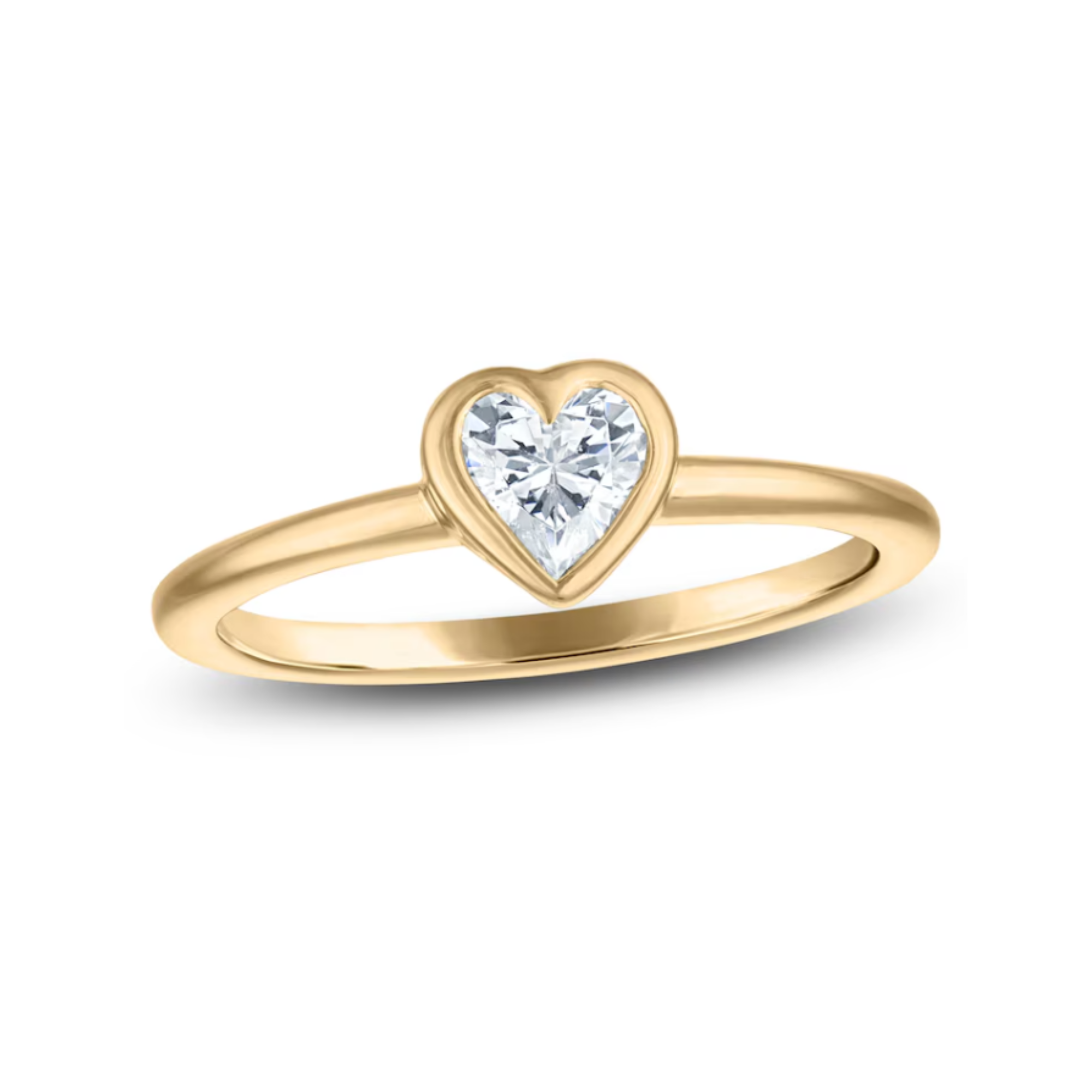 Bezel Set Heart Diamond Ring in 14K Yellow Gold, Size 7