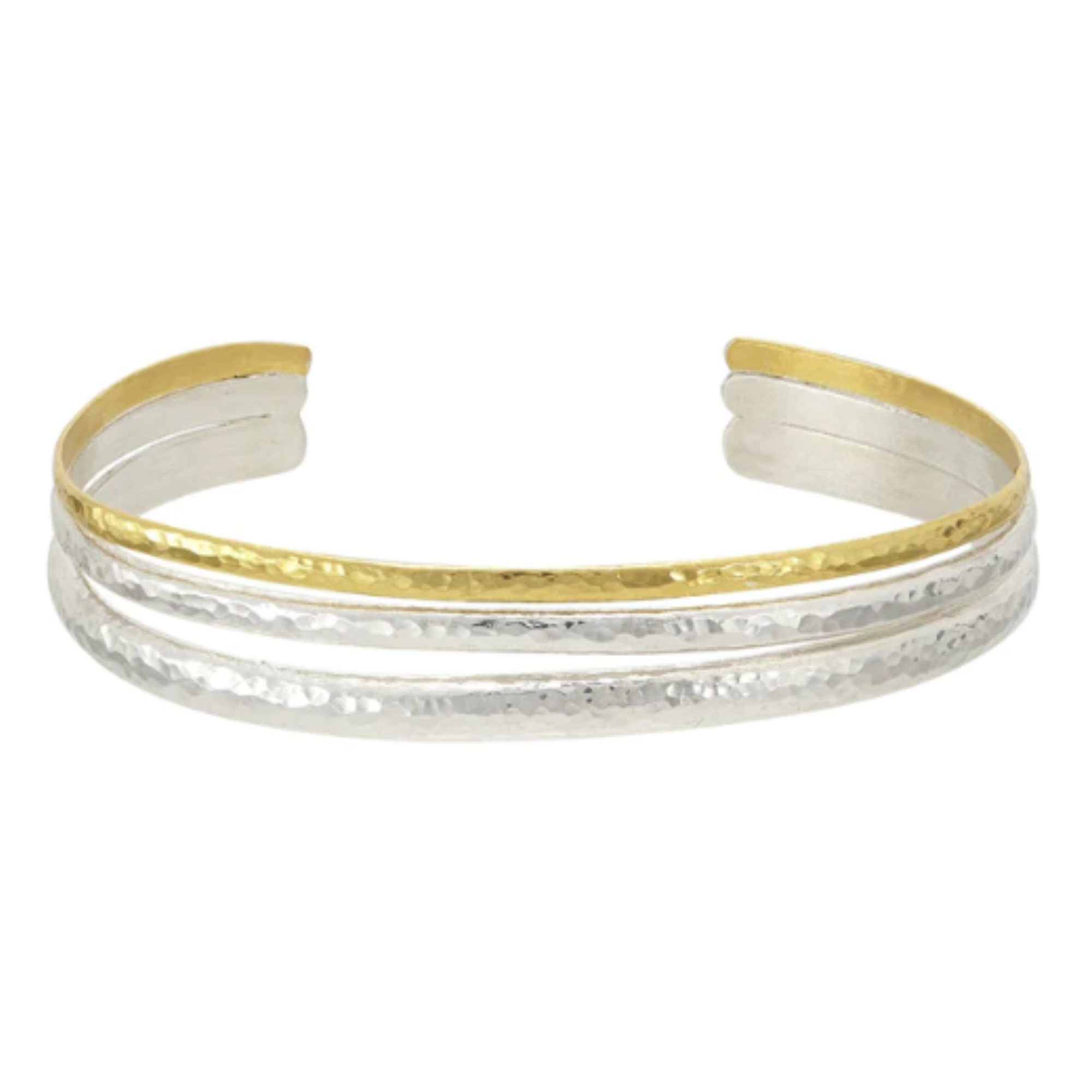 Gurhan Triple Strand Bangle in Yellow Gold and Sterling Silver