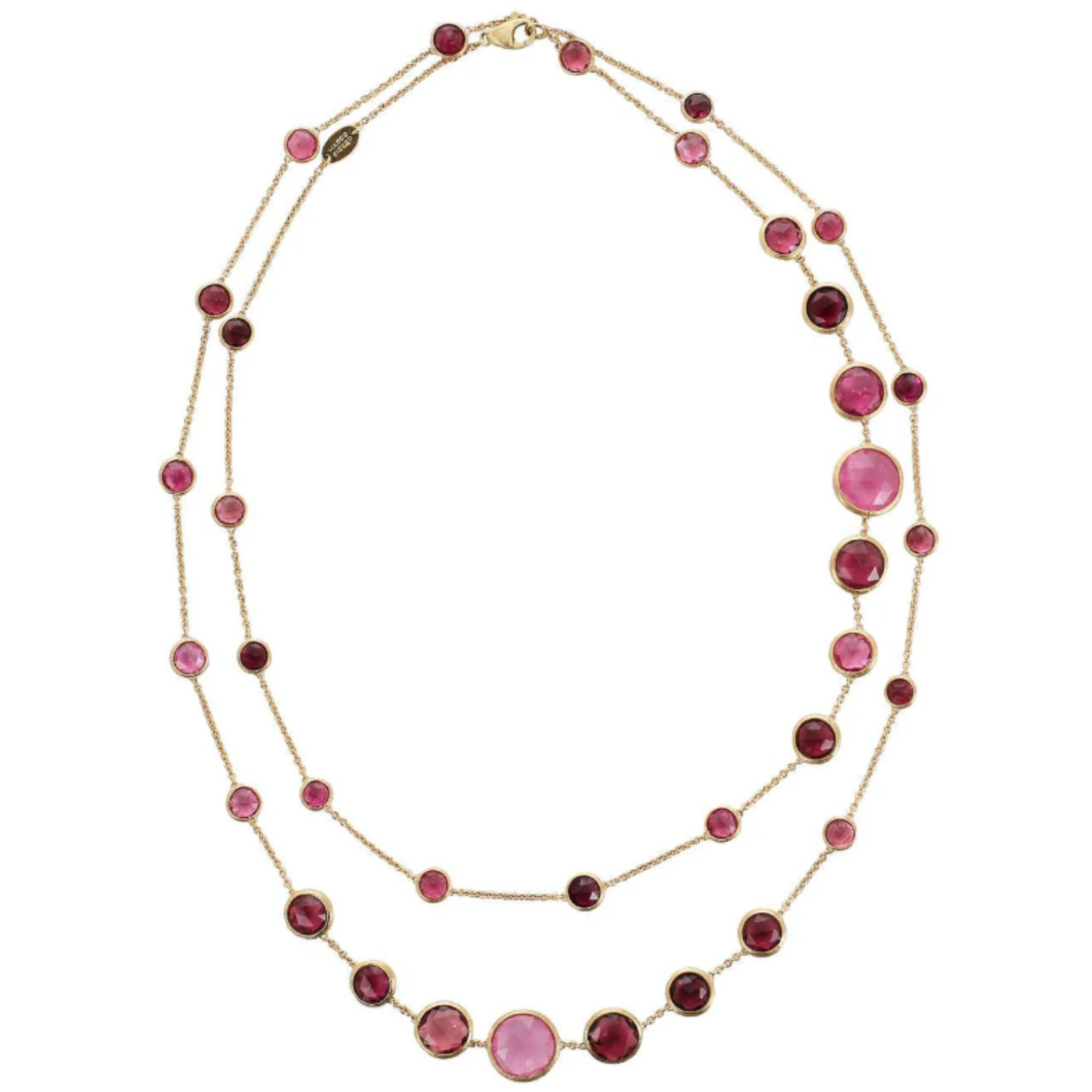 Marco Bicego Jaipur Pink Tourmaline Station Necklace in 18K Yellow Gold