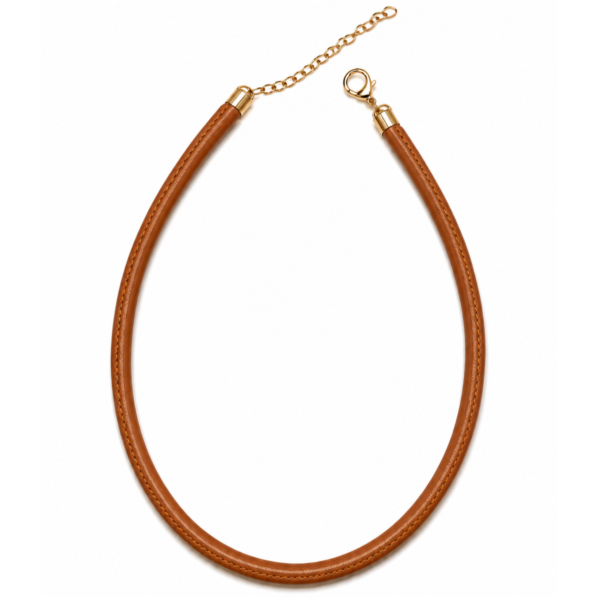Lionheart Cognac Brown Leather Cord Necklace, 14" Length