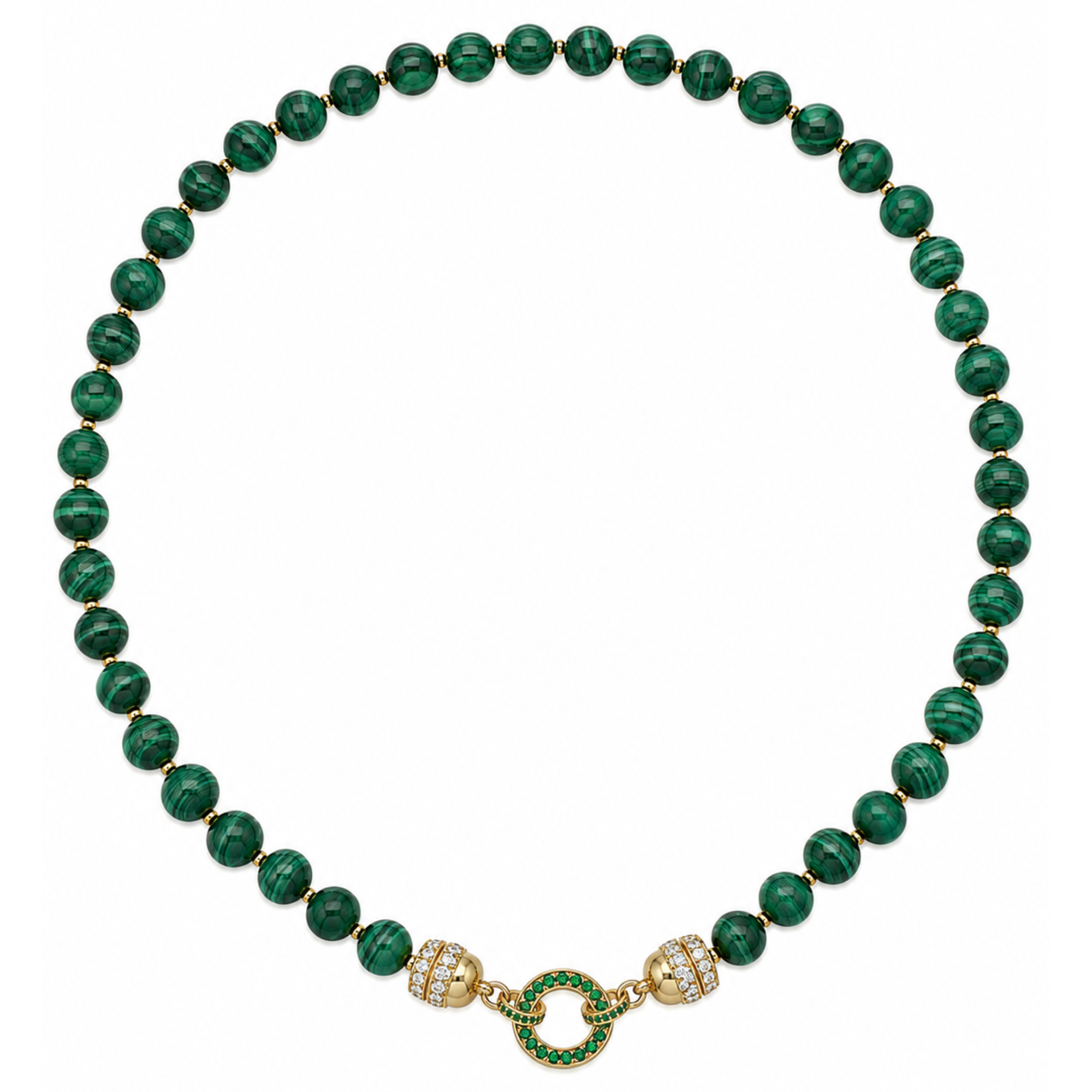 Lionheart Malachite Beaded Necklace, 18" Length