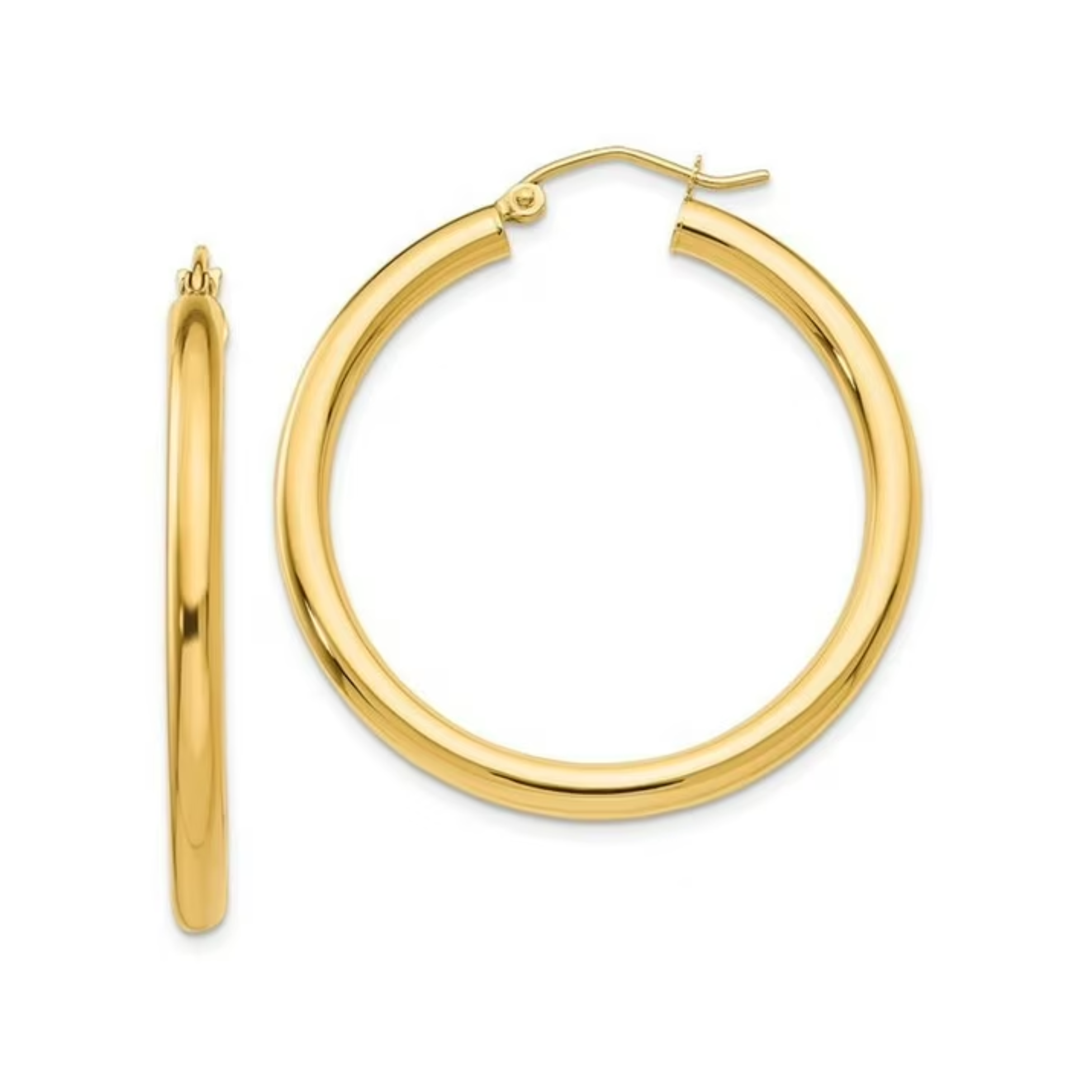 35MM Hollow Hoop Earrings in 14K Yellow Gold