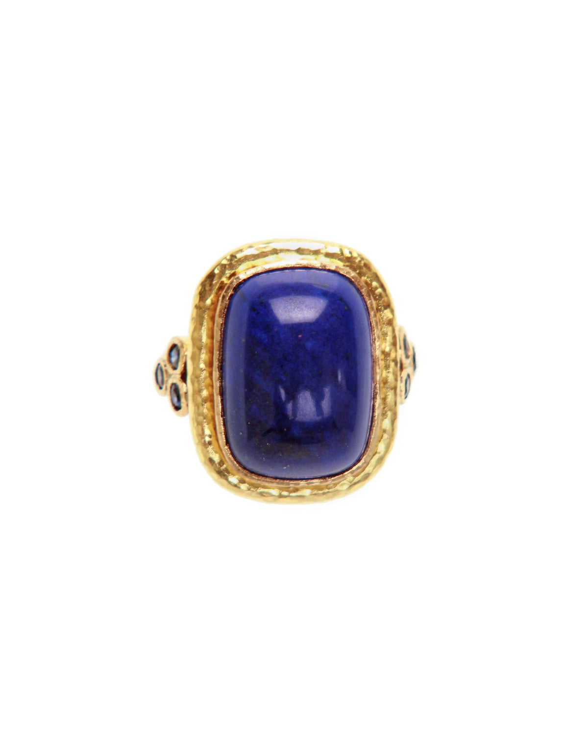 Elizabeth Locke Lapis & Blue Sapphire Ring in 19K Yellow Gold, Size 6.25