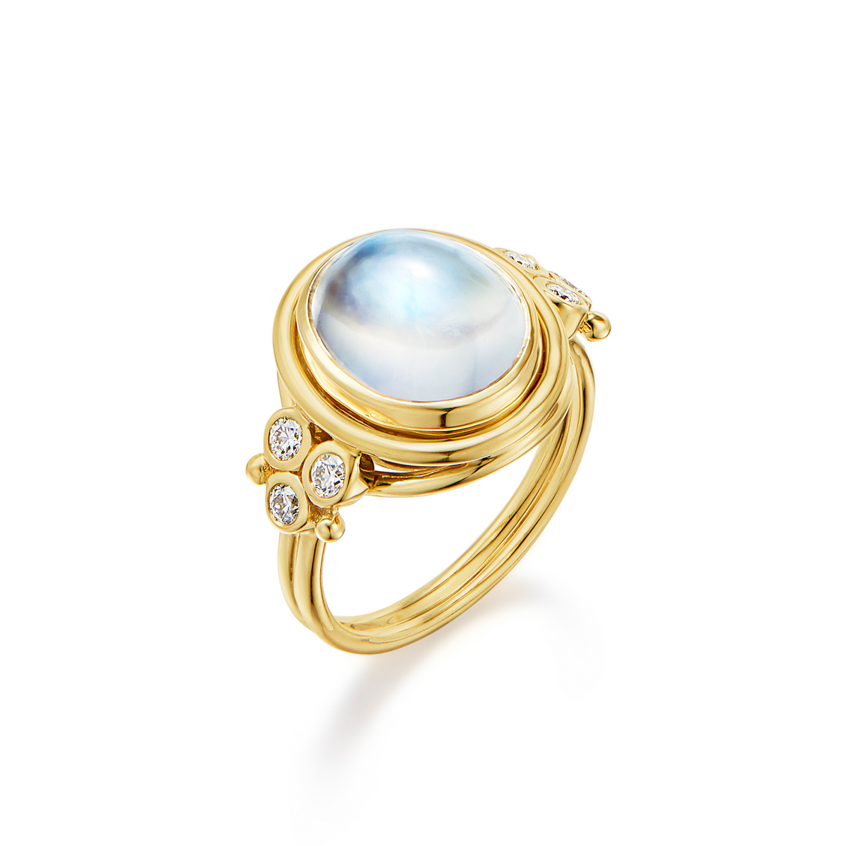 Temple St. Clair Blue Moonstone Ring in 18K Yellow Gold, Size 7
