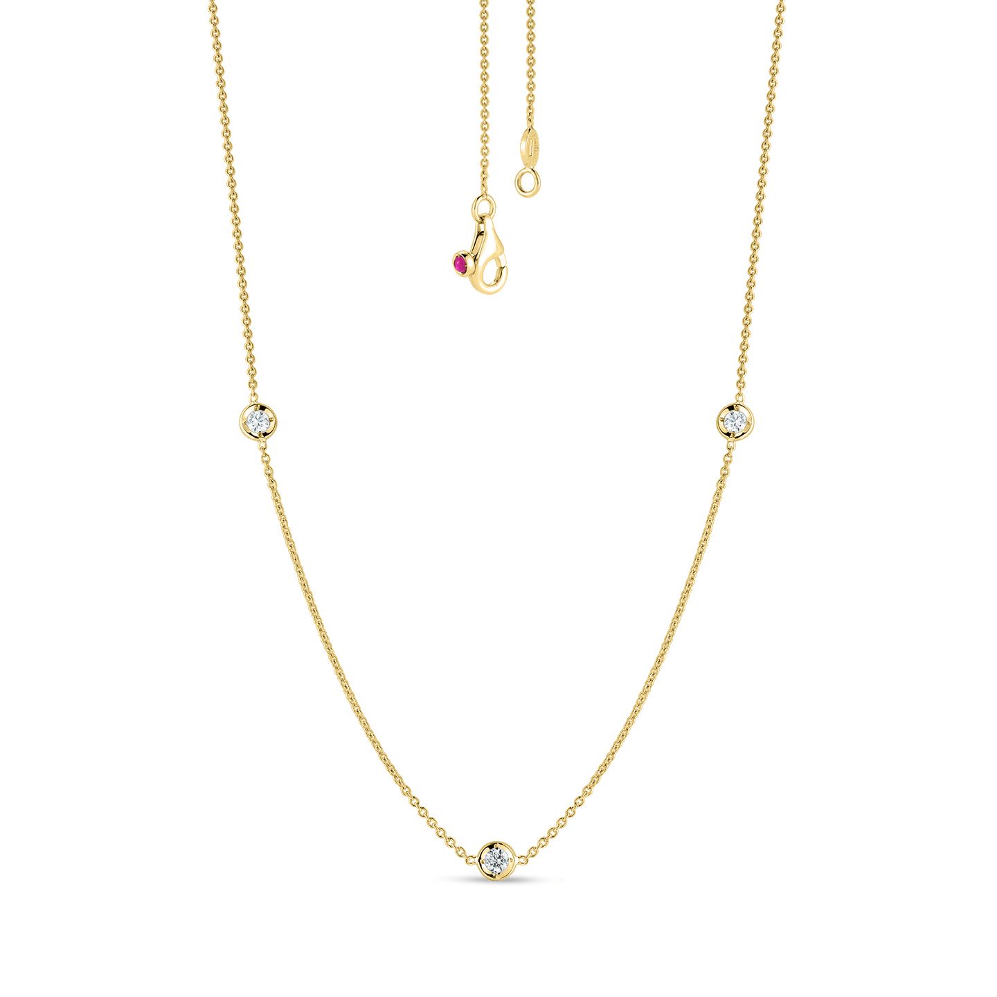 Roberto Coin Diamonds By The Inch 3 Station Necklace in 18K Yellow Gold, 18" Length