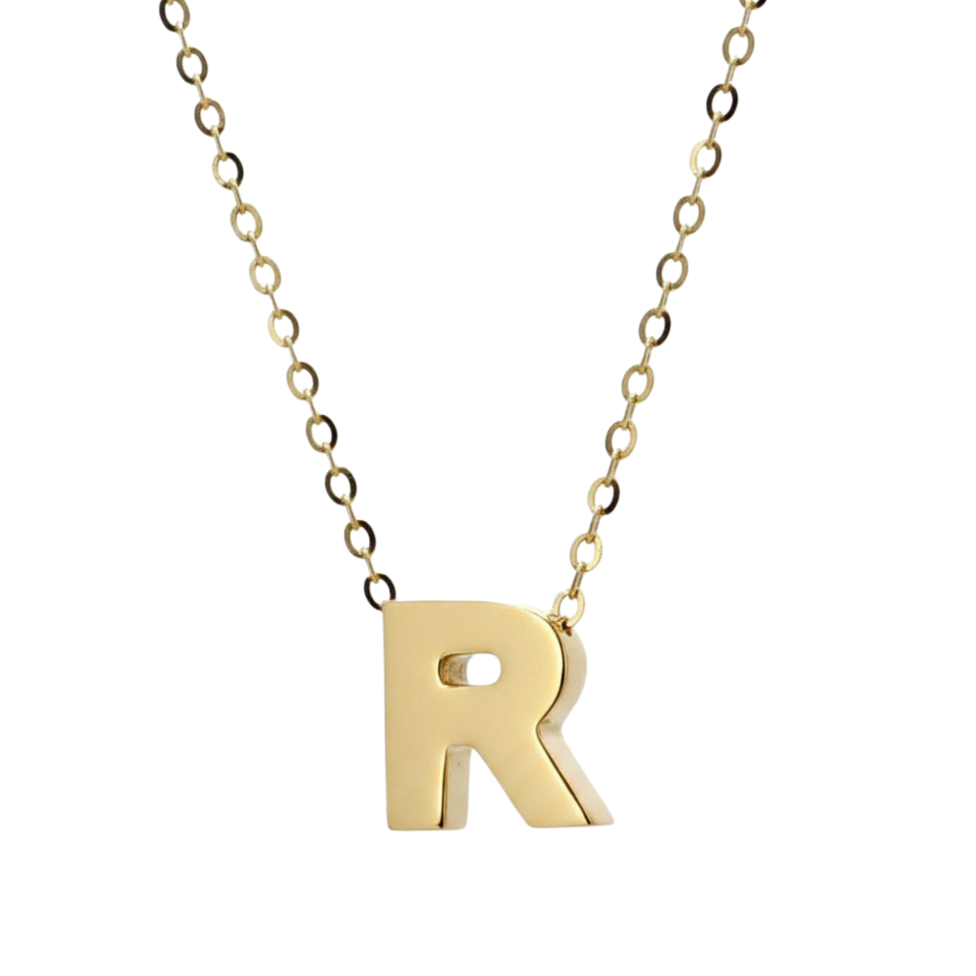 R Initial Pendant Necklace in 14K Yellow Gold