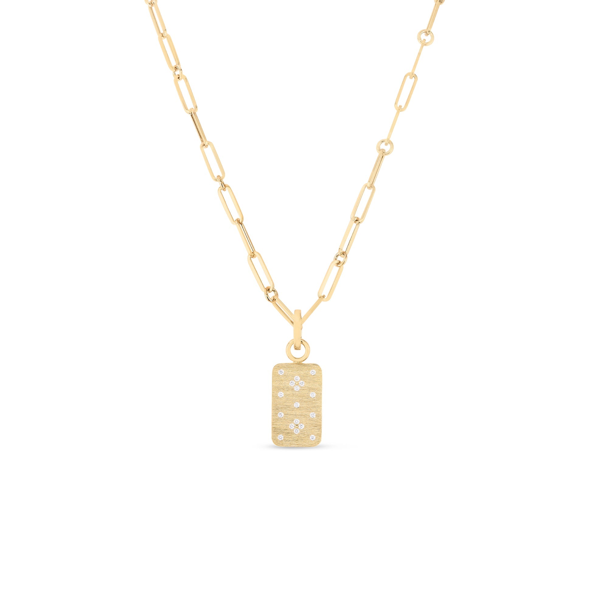 Roberto Coin Venetian Princess Diamond Dog Tag in 18K Yellow Gold, 19" Length