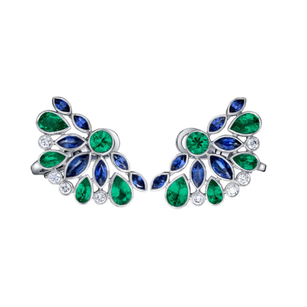Robert Procop De La Vie Cluster Earrings in Platinum
