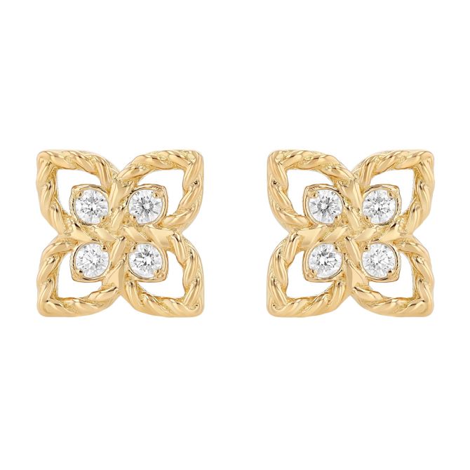 Roberto Coin Love in Verona Tiny Flower Stud Earrings in 18K Yellow Gold