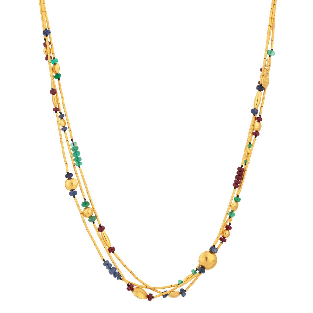 Gurhan Rain Multi-Stone Triple Strand Beaded Necklace in 24K Yellow Gold