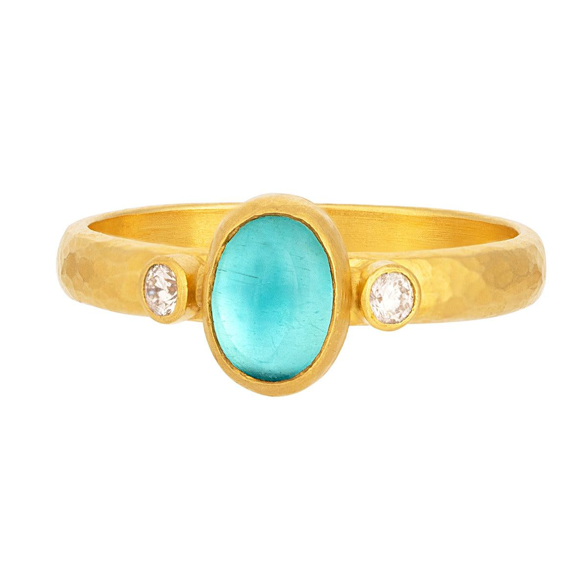 Gurhan Rune Apatite Stacking Ring in 24K Yellow Gold, Size 6.5