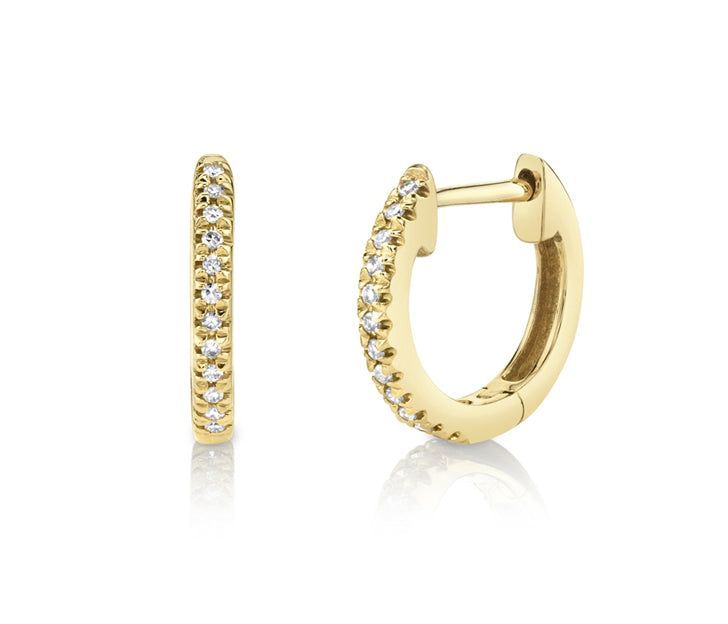 Diamond Huggie Hoops in 14K Yellow Gold