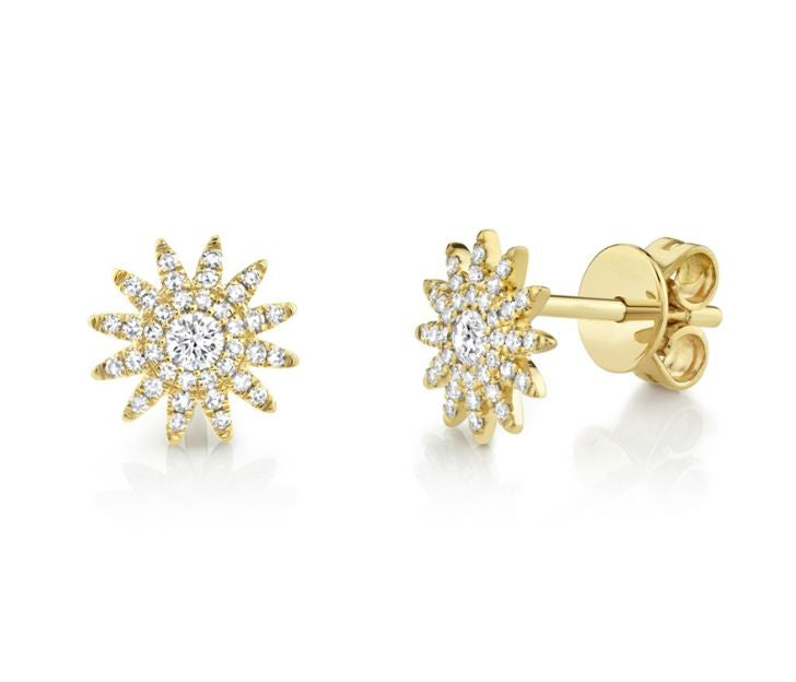 Sunburst Stud Earrings in 14K Yellow Gold