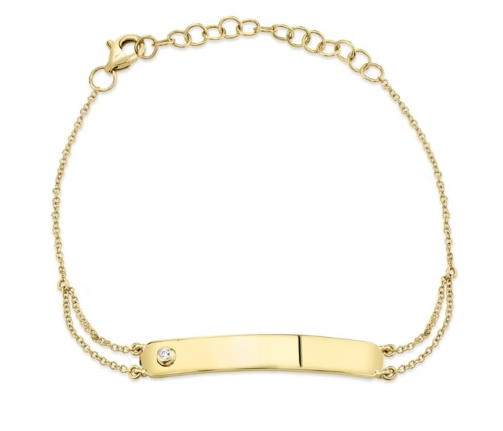 Diamond ID Bar Bracelet in 14K Yellow Gold
