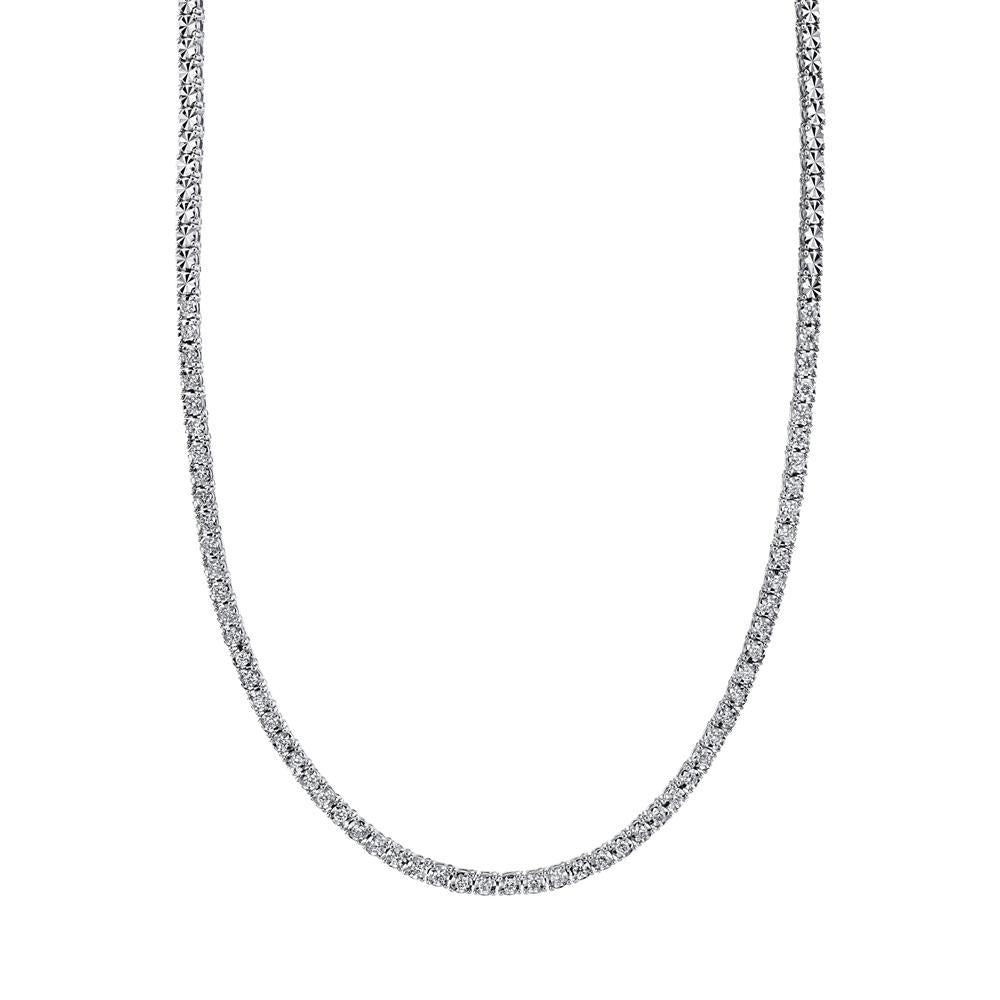 Diamond Tennis Necklace in 14K White Gold, 0.95CT