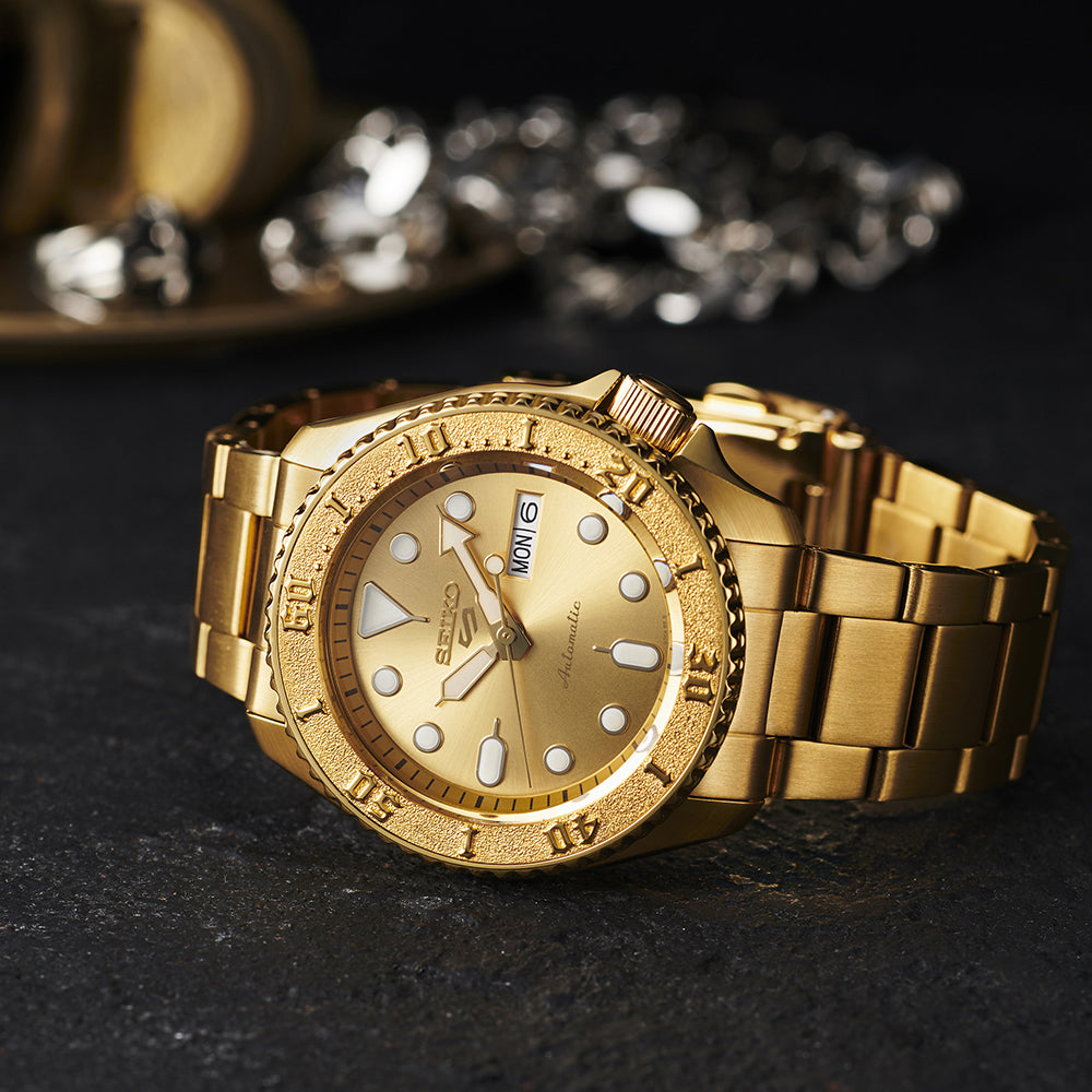 Seiko 5 Sport Gold Dial Watch SRPE74