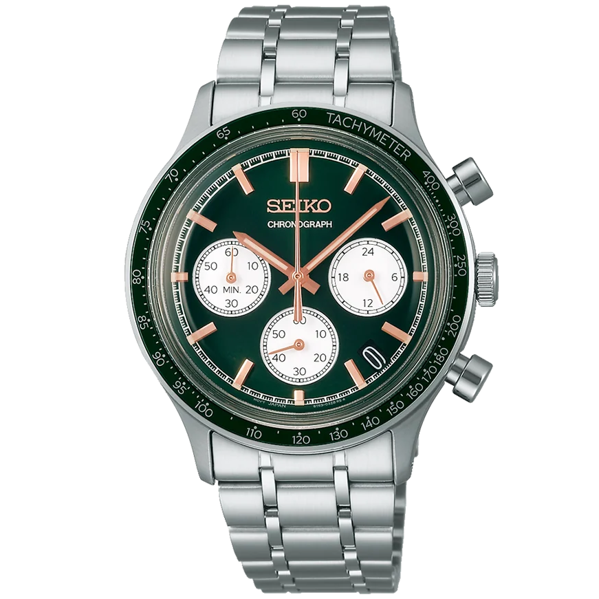 Seiko Essentials Chrono Green Dial Watch SSB481