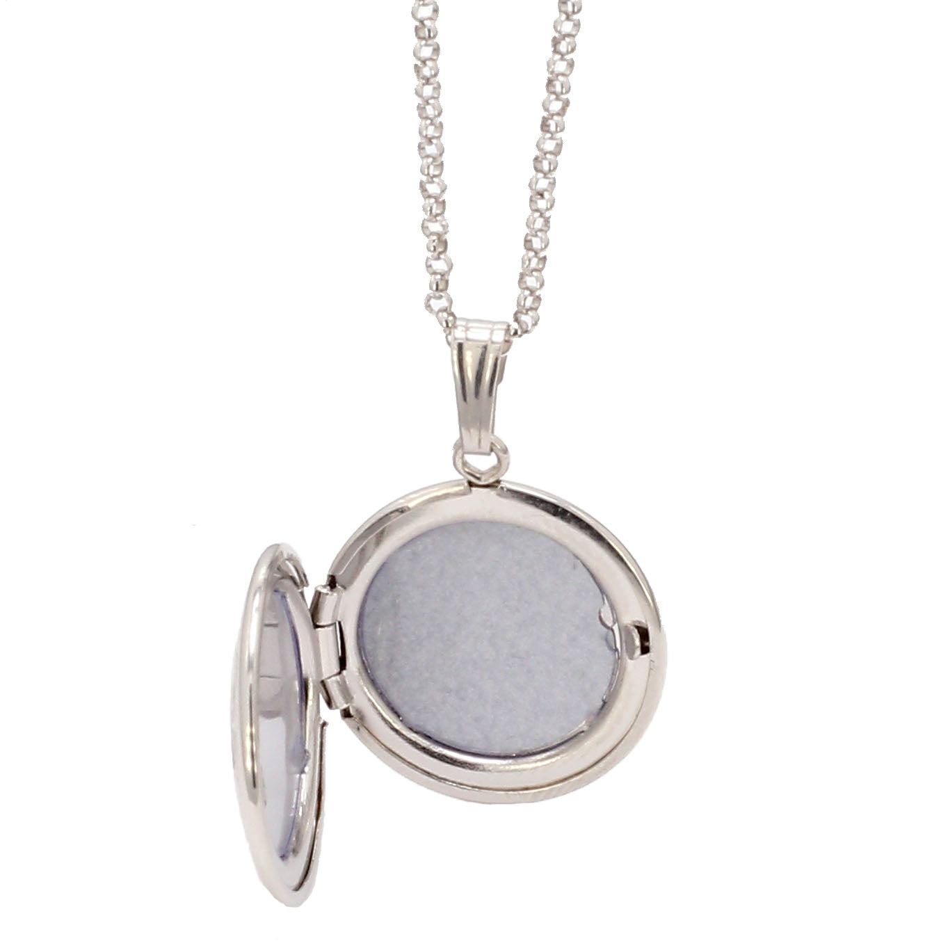 Round Engravable Locket Necklace in Sterling Silver, 18" Length