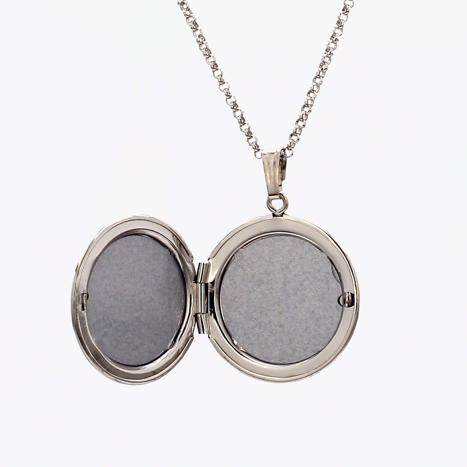 Polished Round Locket Necklace in Sterling Silver, 20" Length