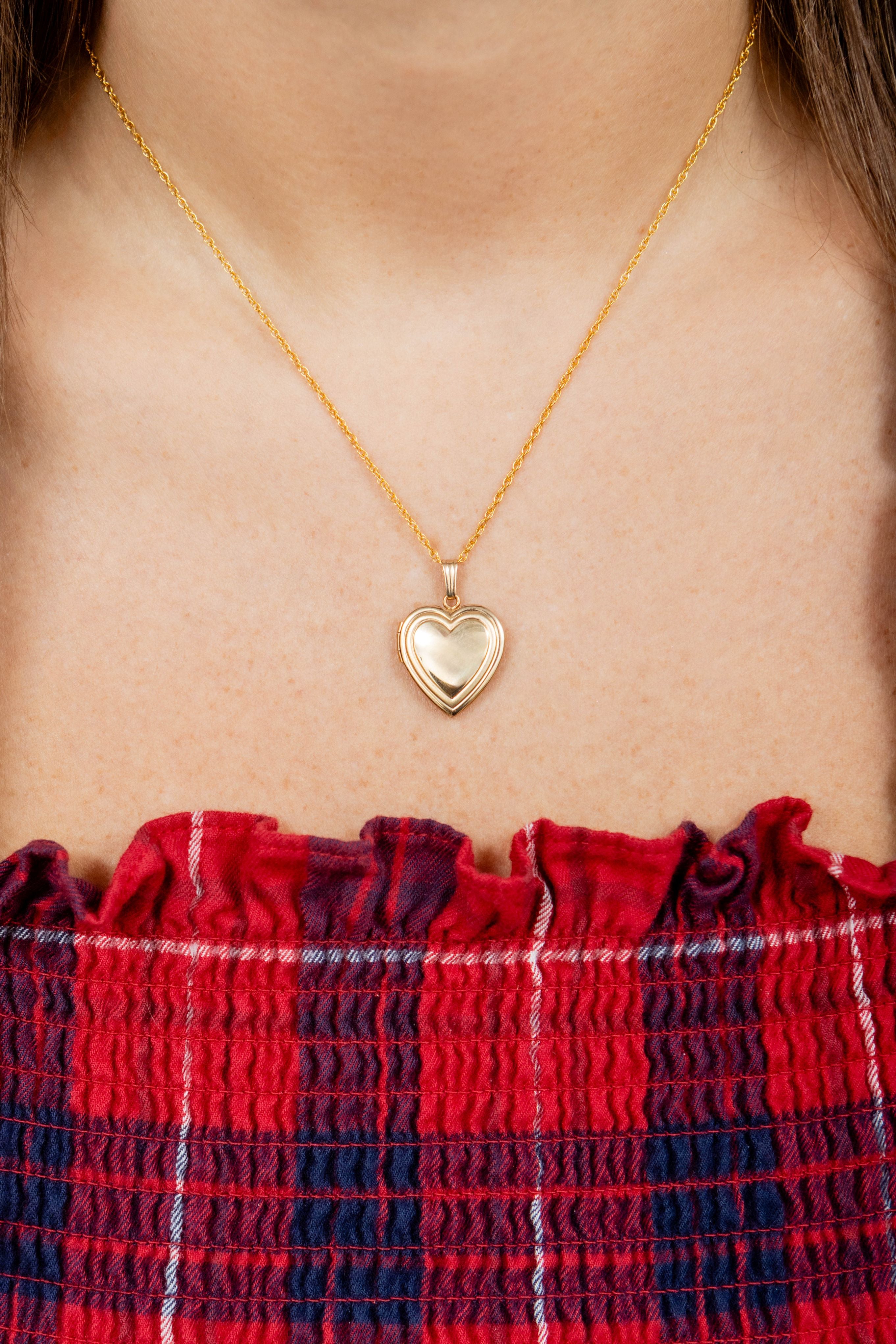 Embossed Heart Locket Necklace in 14K Yellow Gold Filled, 18" Length