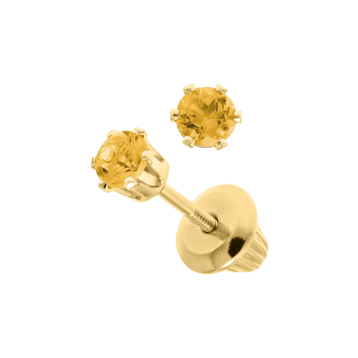 Children's Citrine Stud Earrings in 14K Yellow Gold