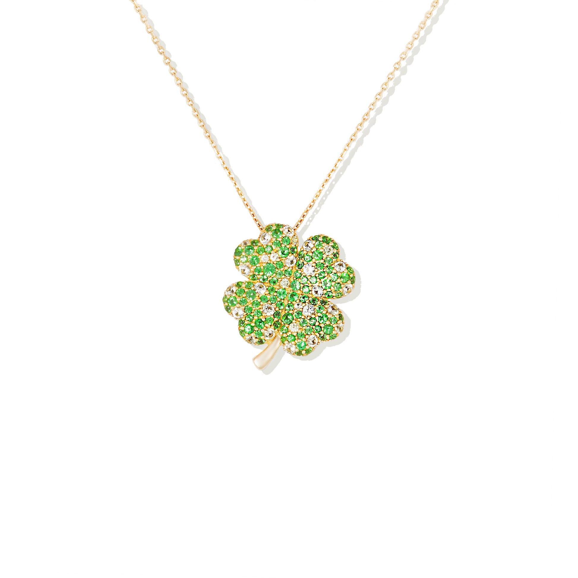 Campbell + Charlotte Juju Four Leaf Clover Charm Necklace in 14K Yellow Gold