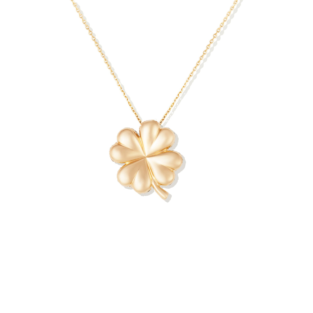Campbell + Charlotte Juju Four Leaf Clover Charm Necklace in 14K Yellow Gold