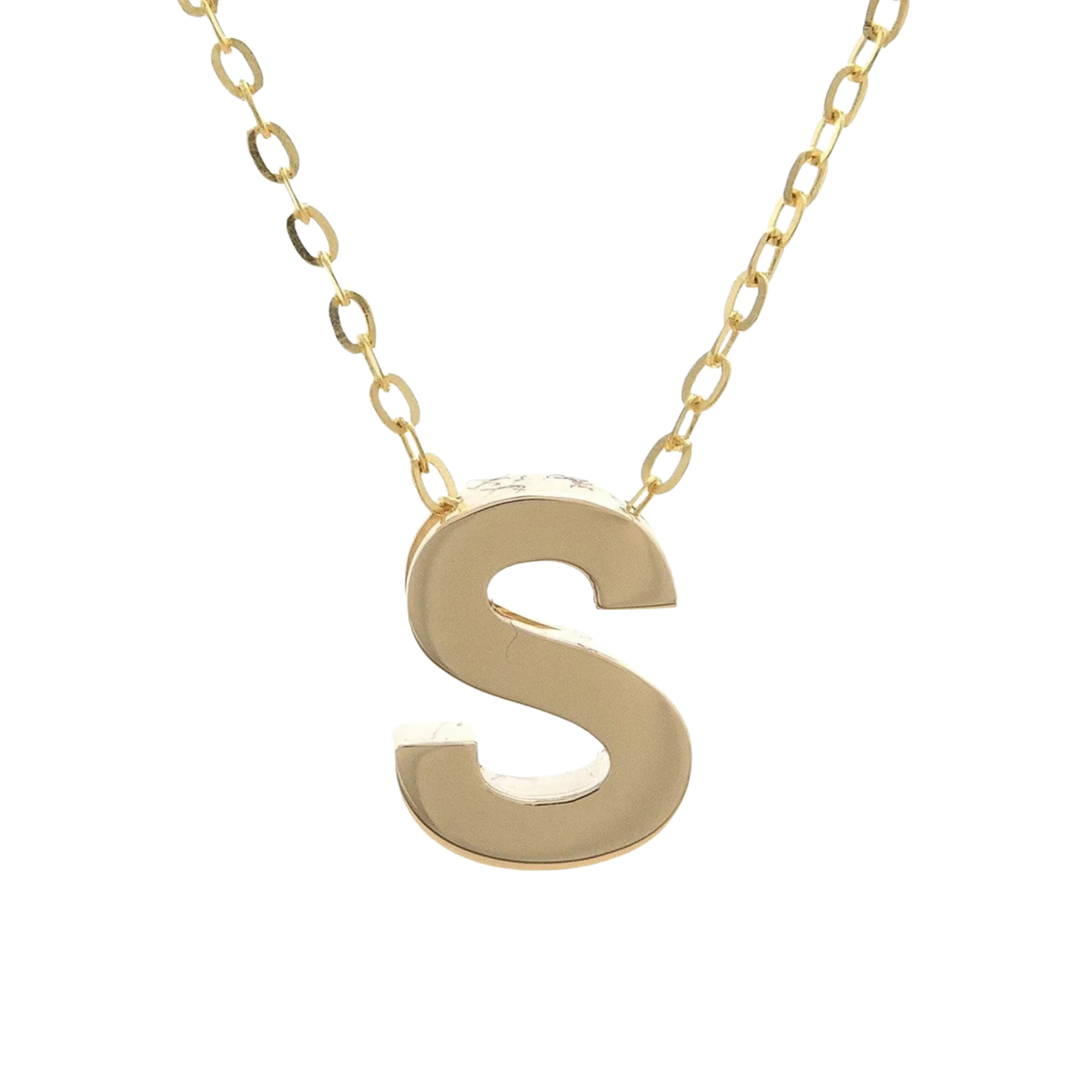 S Initial Pendant Necklace in 14K Yellow Gold
