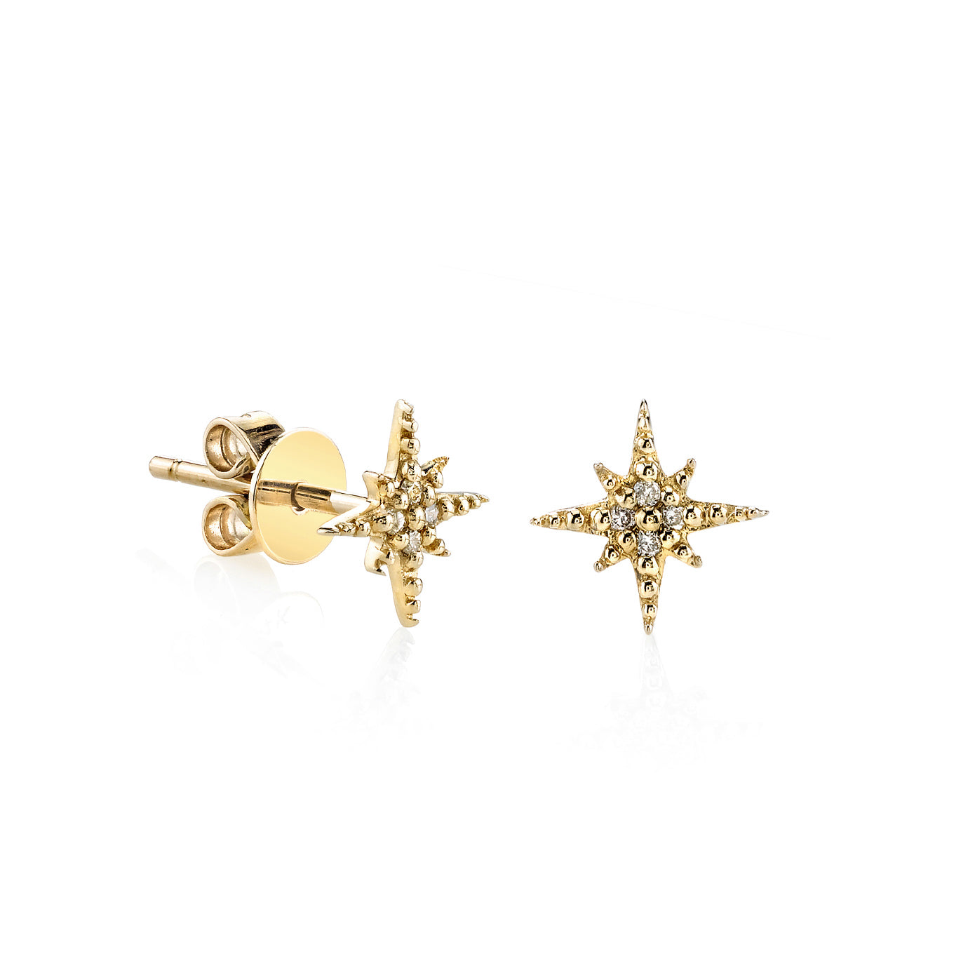 Sydney Evan Mini Pave Starburst Stud Earrings in 14K Yellow Gold