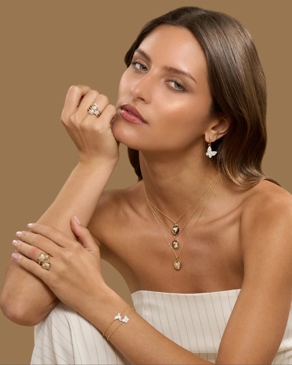 Phillips House Petite Forget Me Not Diamond Flower Bracelet in 14K Yellow Gold