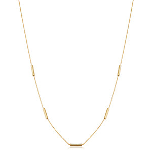 Tube Station Necklace in 14K Yellow Gold