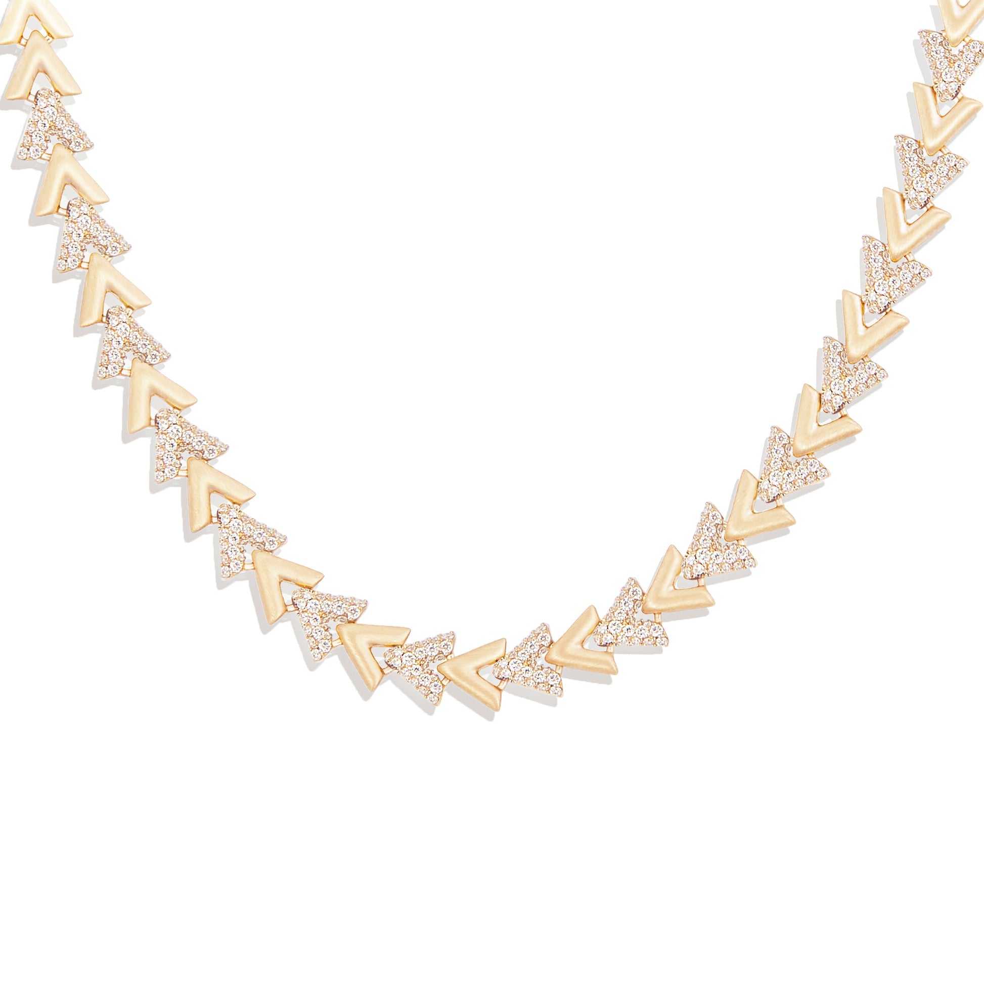 Campbell + Charlotte Spark Chevron Diamond Link Necklace in 14K Yellow Gold
