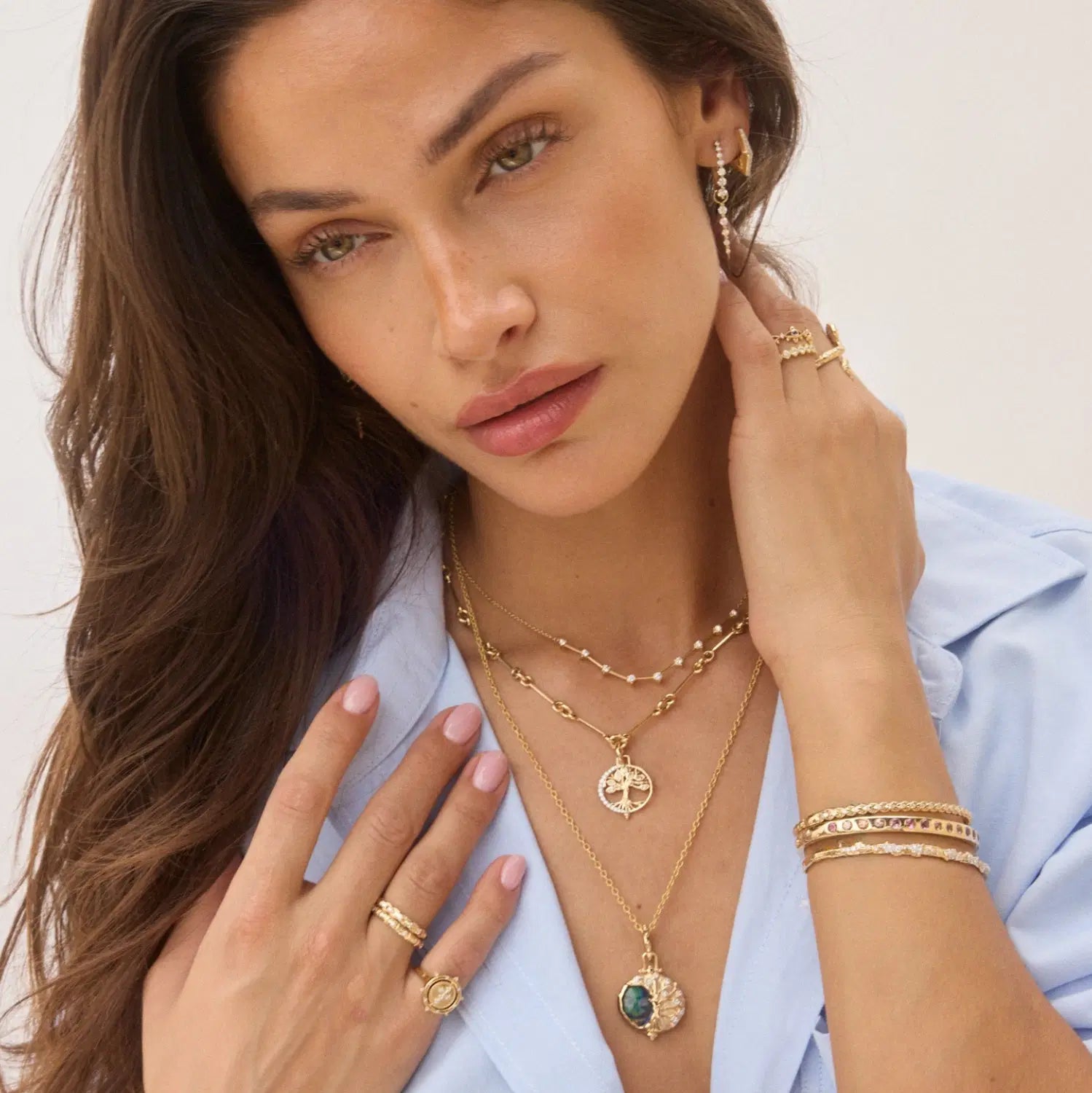 Three Stories Horsebit Chain Necklace in 14K Yellow Gold, 18" Length