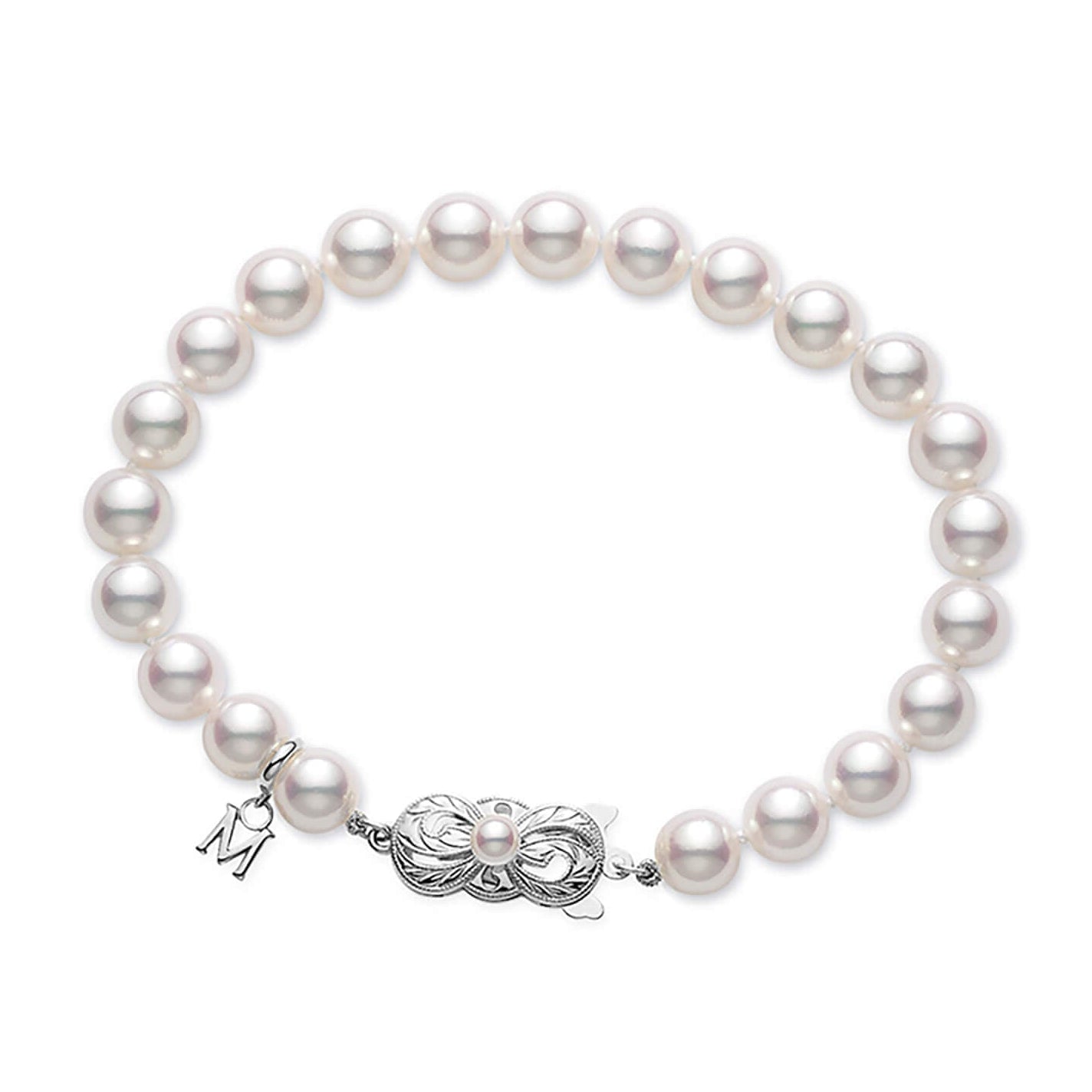 Mikimoto A+ Akoya Cultured Pearl Bracelet in White Gold, 6.5x7MM