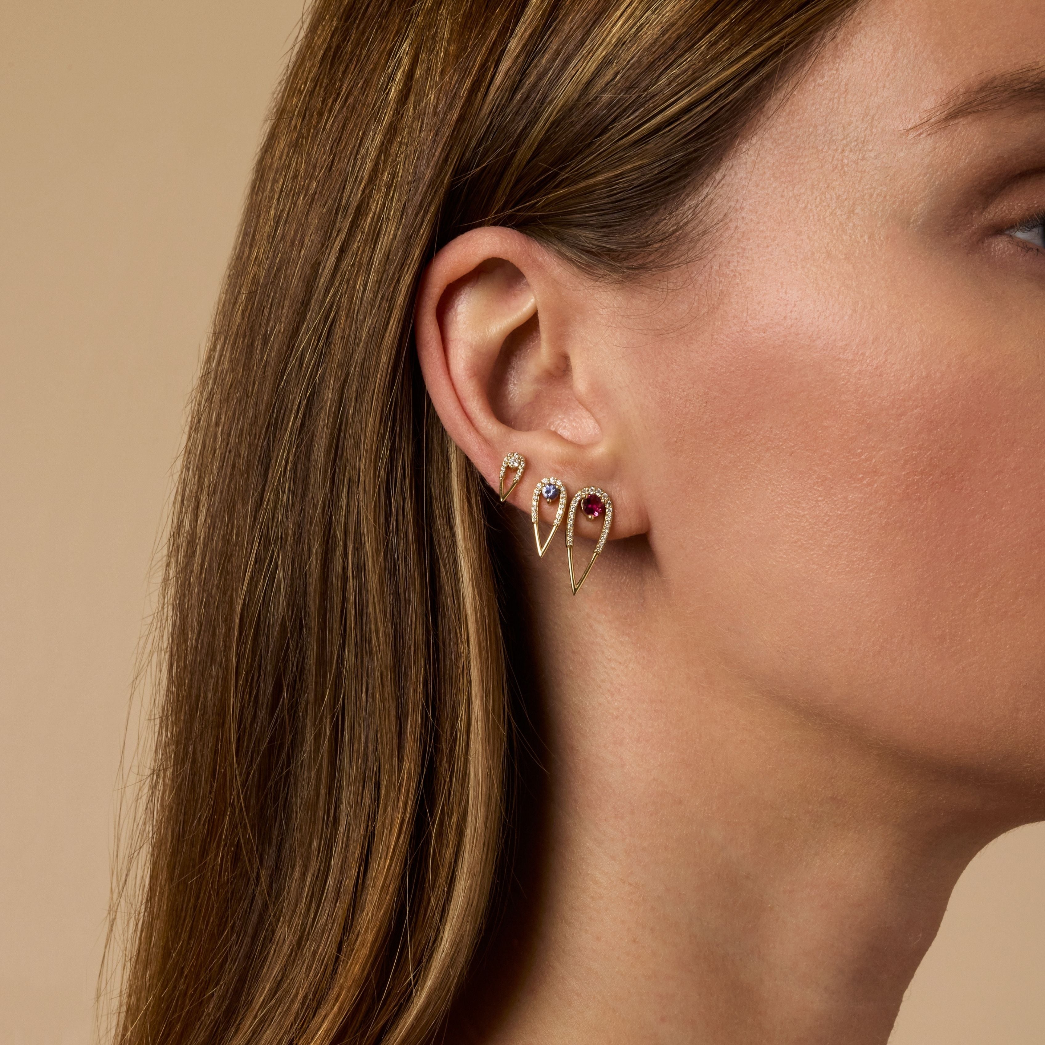 Eden Presley Medium Peacock Pink Tourmaline Studs in 14K Yellow Gold