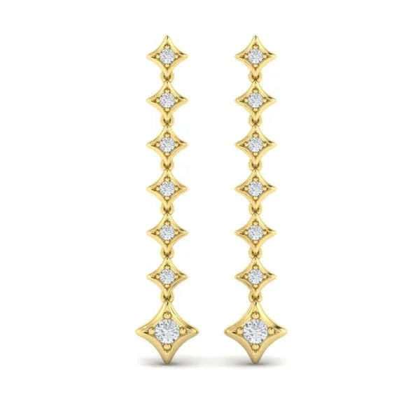 Floating Diamond Star Drop Earrings in 14K Yellow Gold