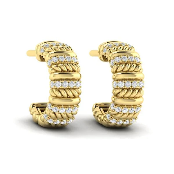 Bravela Diamond Rope Hoop Earrings in 14K Yellow Gold