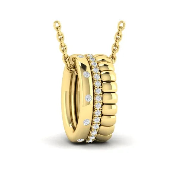 Bravela Diamond Triple Ring Pendant Necklace in 14K Yellow Gold