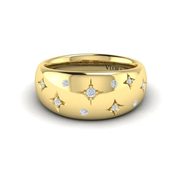 Floating Diamond Star Dome Ring in 14K Yellow Gold, Size 6.5