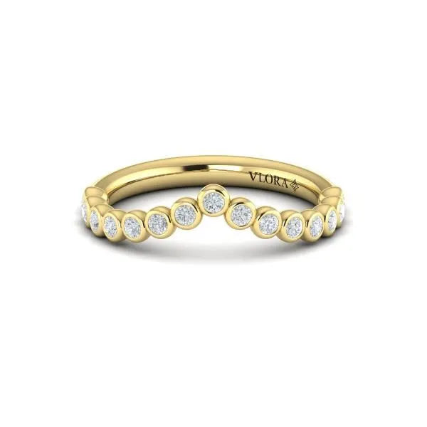 V-Shape Bezel Diamond Band in 14K Yellow Gold, Size 6.5