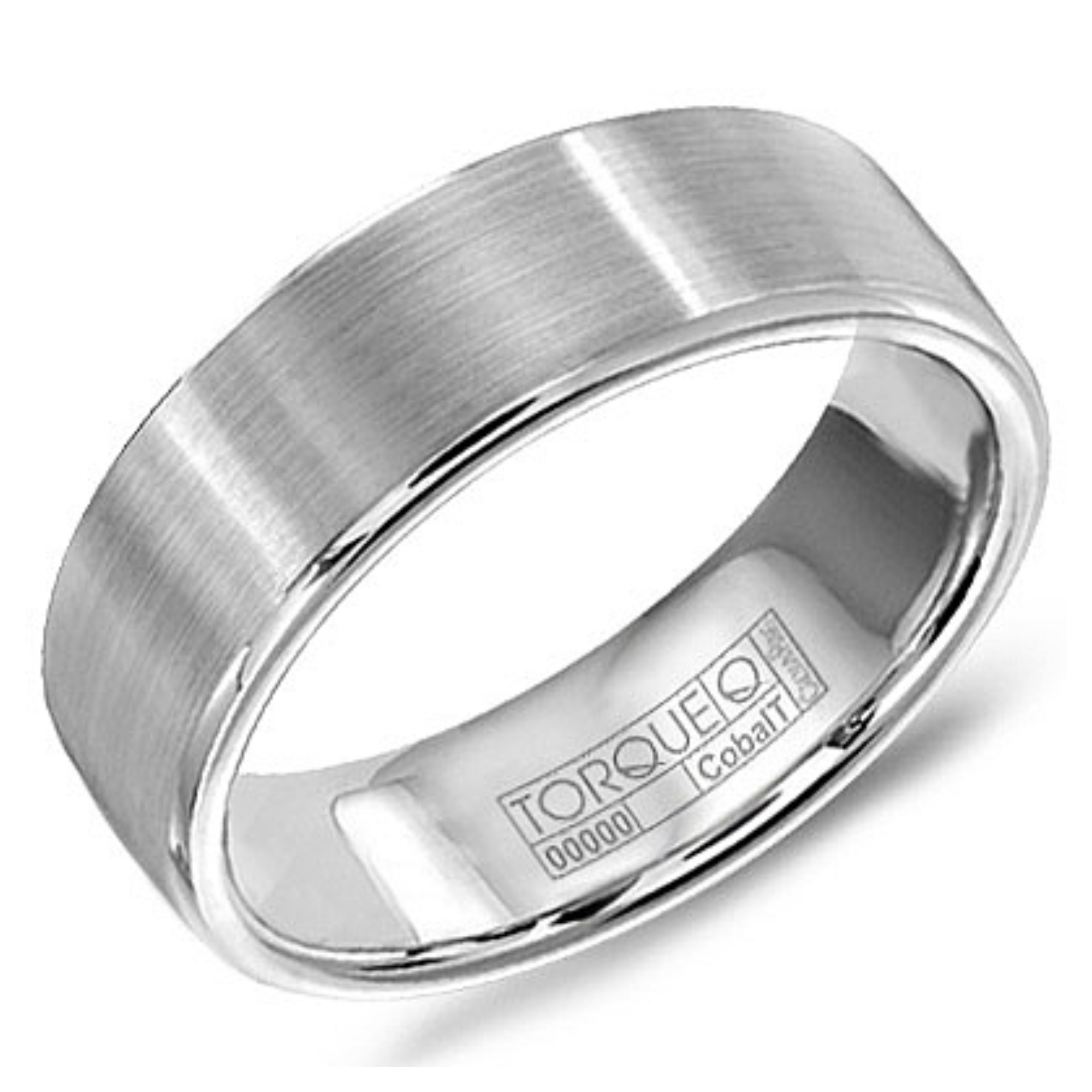 Crown Ring Men's 7MM Sandpaper Polished Edge Band in Cobalt, Size 10
