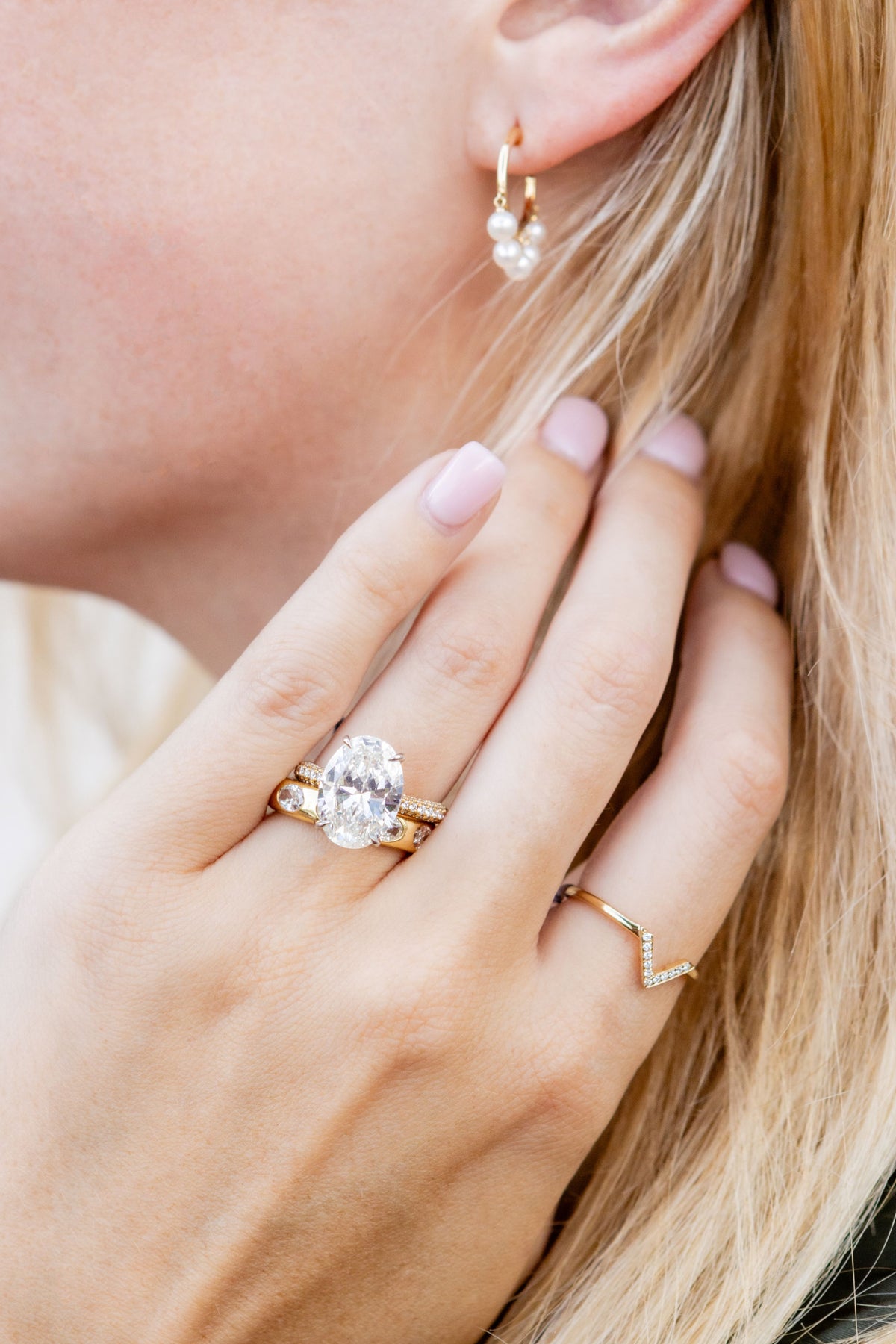 Pearl Drop Hoop Earrings in 14K Yellow Gold