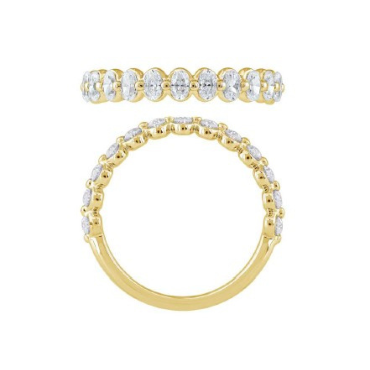 Oval Single Prong 1.05CT Diamond Band in 14K Yellow Gold, Size 6.5