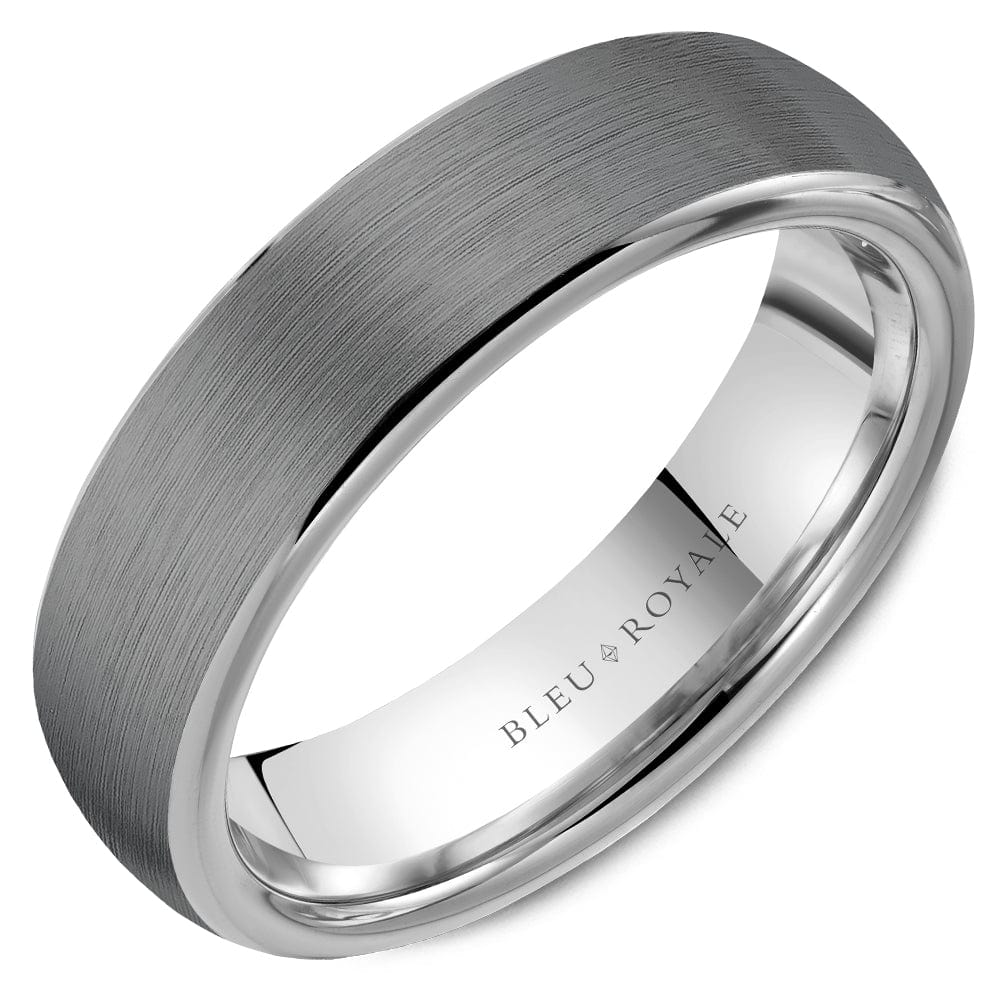 Crown Ring Men's 6MM Tantalum Sandpaper Band in 14K White Gold, Size 10