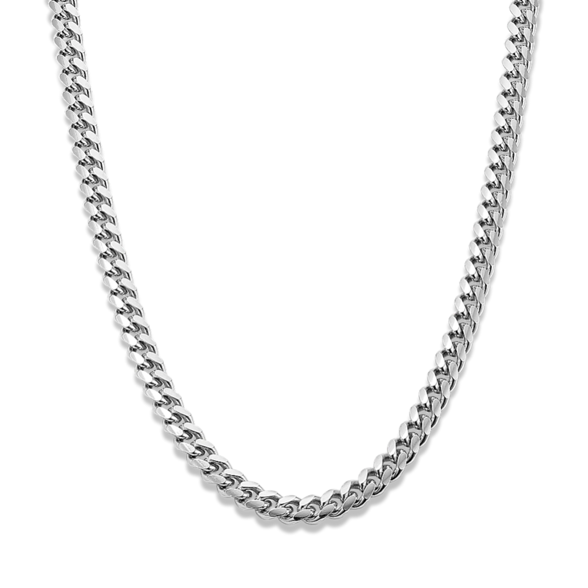 5.6MM Miami Cuban Chain Necklace in Sterling Silver, 24" Length