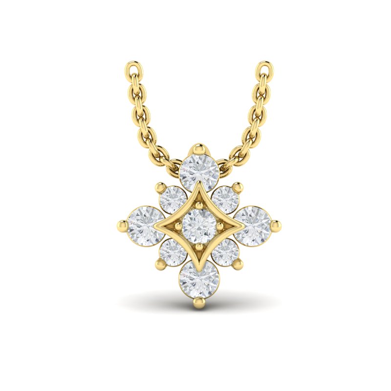 Floating Diamond Star Pendant Necklace in 14K Yellow Gold