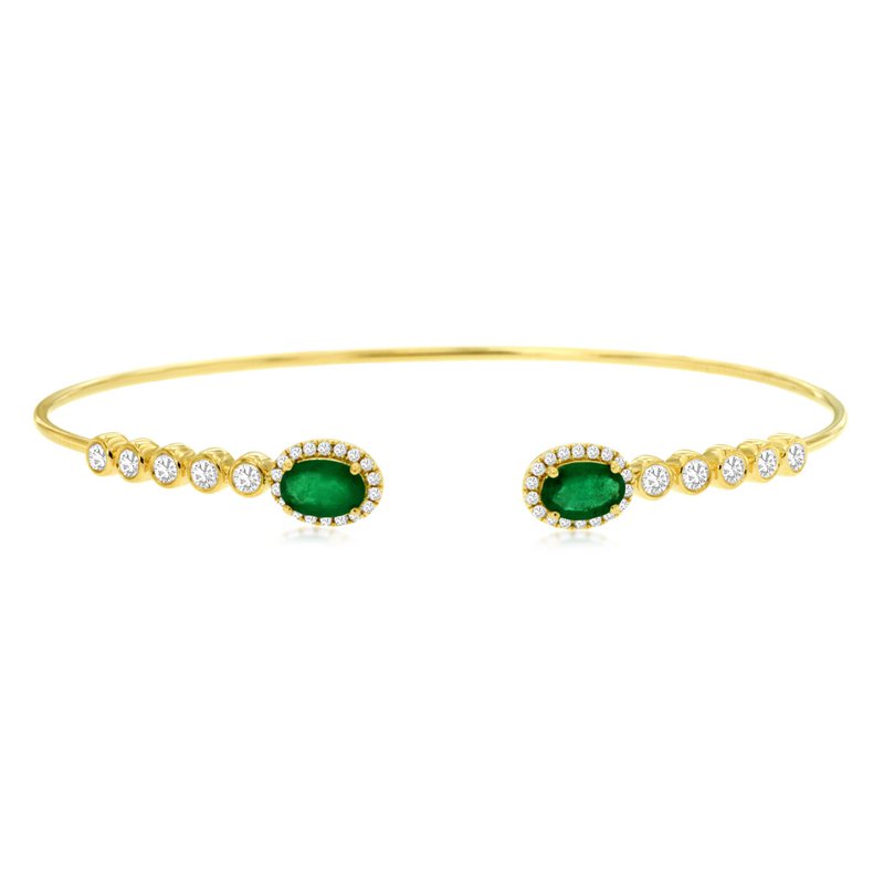 Emerald Diamond Cuff in 14K Yellow Gold